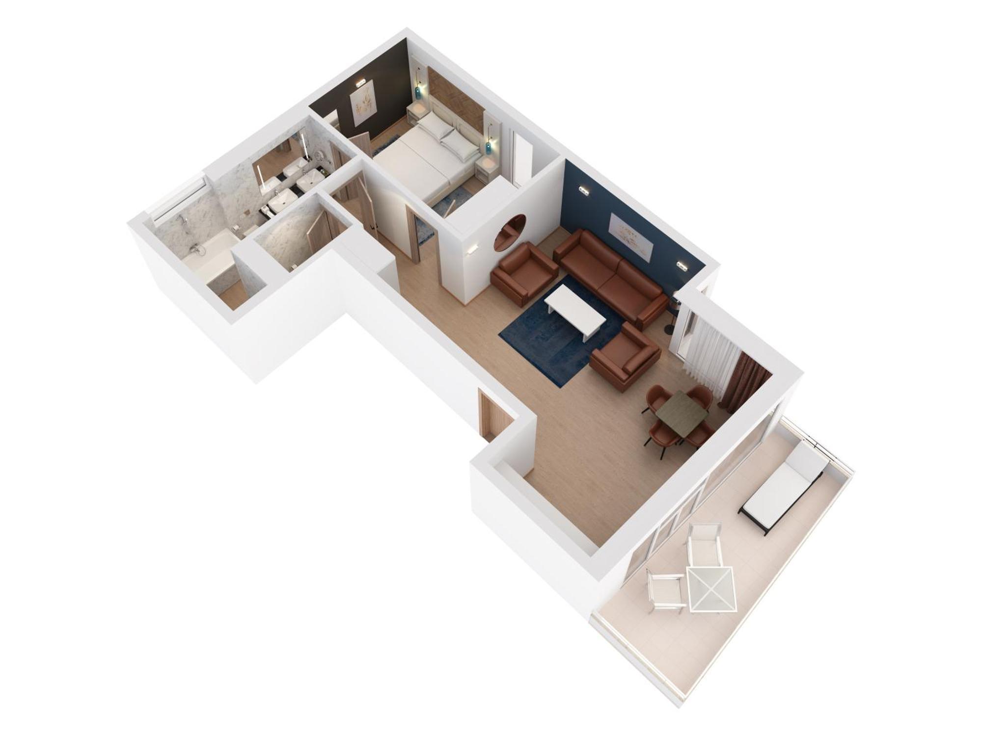 Deluxe Villa-Suite mit 1 Schlafzimmer, Kingsize-Bett und Meerblick